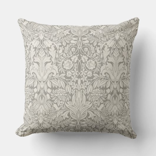 Coussin D'extérieur Damas blanc traditionnel sous-déclaré (Recto)
