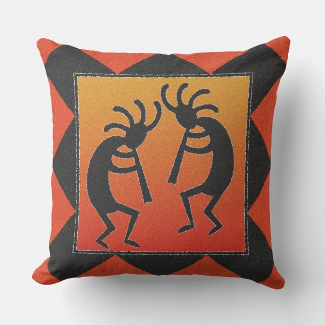 Coussin D'extérieur Danse Sud-Ouest à double face Kokopelli Design (Recto)