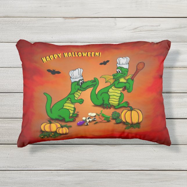 Coussin D'extérieur Dragons - Joyeux Halloween ! Aujourd'hui je vais c (Devant)