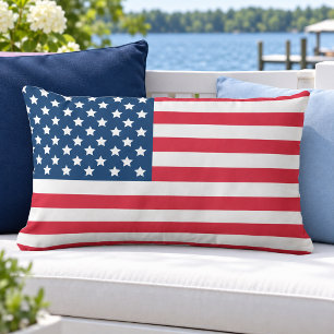 Coussin D'extérieur Drapeau américain Rouge Blanc Bleu Patriotique