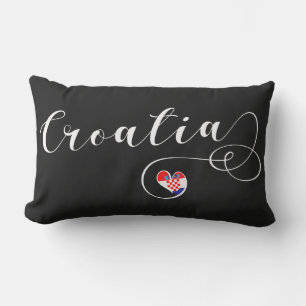Coussin D'extérieur Drapeau Croatie En Coeur, Croate