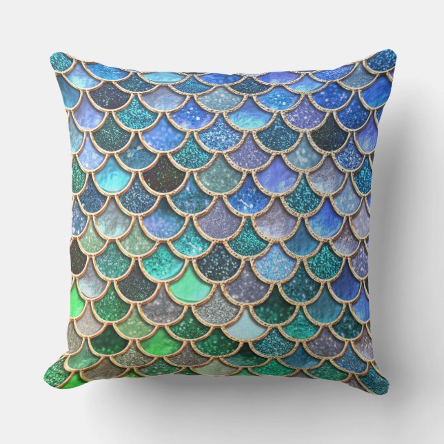 Coussin D'extérieur Echelles de sirène de Parties scintillant multicol (Recto)