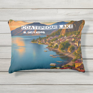 Coussin D'extérieur El Salvador Poster vintage Voyage Lac Coatepeque
