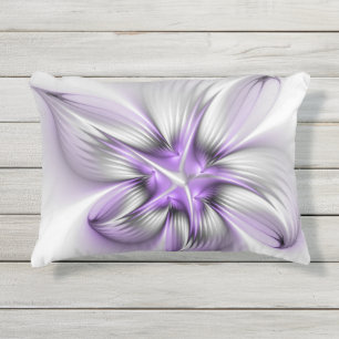 Coussin D'extérieur Élégance florale Art fractal violet abstrait moder