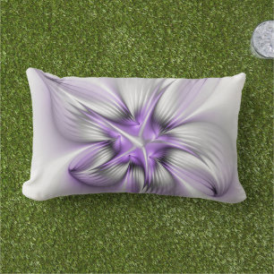 Coussin D'extérieur Élégance florale Art fractal violet abstrait moder