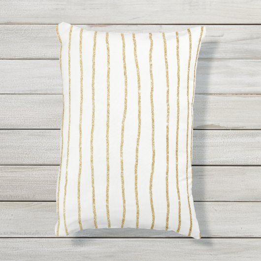 Coussin D'extérieur élégant faux or parties scintillant rayures motif (Dos (Vertical))