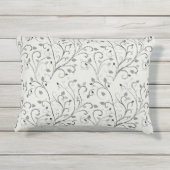 Coussin D'extérieur Élégant motif de feuille de contraste gris (Dos)