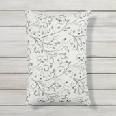 Coussin D'extérieur Élégant motif de feuille de contraste gris (Devant (Vertical))