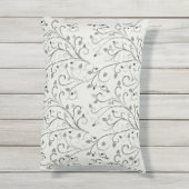 Coussin D'extérieur Élégant motif de feuille de contraste gris (Dos (Vertical))