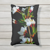 Coussin D'extérieur Élégant noir blanc fleuri blanc Blossom (Devant (Vertical))