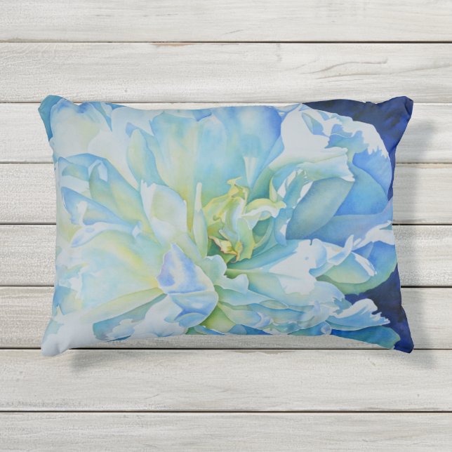 Coussin D'extérieur Elégante couleur bleue turquoise florale (Devant)