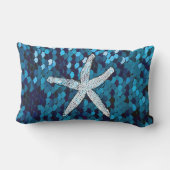 Coussin D'extérieur Étoile de mer blanche pailletée scintillante sirèn (Verso)