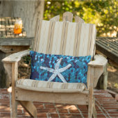 Coussin D'extérieur Étoile de mer blanche pailletée scintillante sirèn (Chaise)