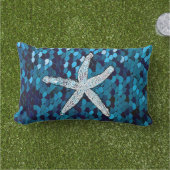Coussin D'extérieur Étoile de mer blanche pailletée scintillante sirèn (Herbe)