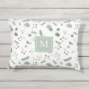 Coussin D'extérieur Eucalyptus Vert argent Dollar Monogramme