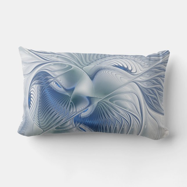 Coussin D'extérieur Fantaisie dynamique Abstrait Tons bleus Art fracta (Verso)