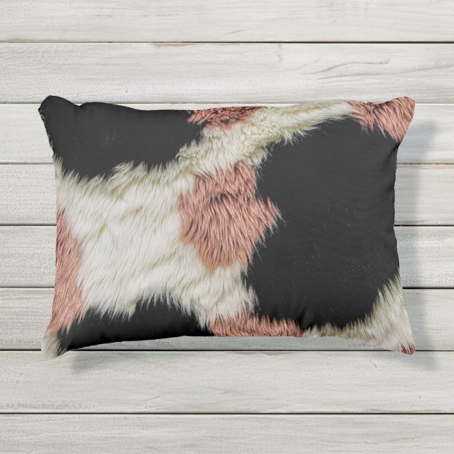 Coussin D'extérieur Faux Fourrure Douce Imprimé Vache Abstrait - Paste (Devant)