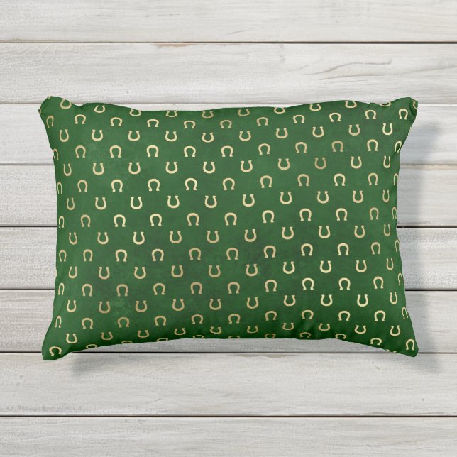 Coussin D'extérieur Fer à cheval chanceux de la Saint-Patrick vert (Devant)