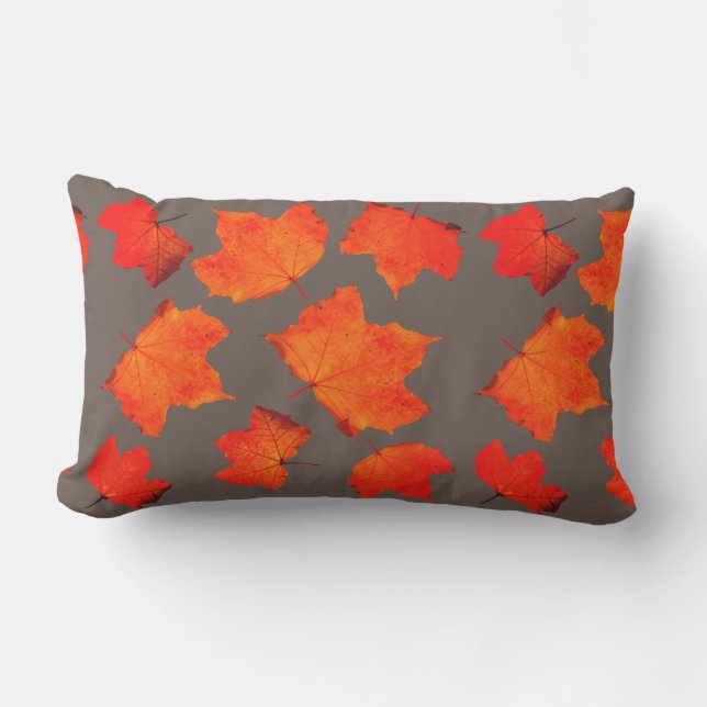 Coussin D'extérieur Feuilles d'automne Maple Tree Folithe Orange Grey  (Recto)