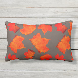 Coussin D'extérieur Feuilles d'automne Maple Tree Folithe Orange Grey