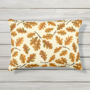 Coussin D'extérieur Feuilles de chêne automnal sur blanc