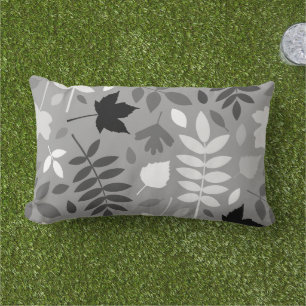 Coussin D'extérieur Feuilles tombés Lg Motif Monochrome sur Grey
