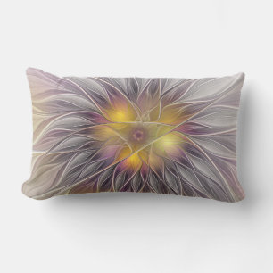 Coussin D'extérieur Fleur colorée lumineuse, fractale moderne abstrait