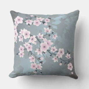 Coussin D'extérieur Fleur de cerisier Dusty rose bleu