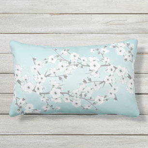 Coussin D'extérieur Fleur de cerisier Floral Mint Blanc