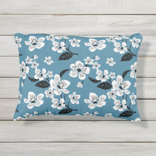 COUSSIN D'EXTÉRIEUR FLEUR DE CERISIER - SAKURA (BLEU FUMÉ)