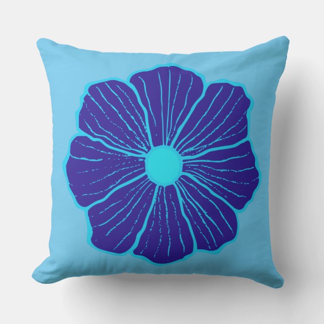 Coussin D'extérieur Fleur Hawaïenne bleue (Recto)