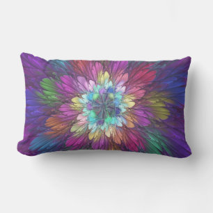 Coussin D'extérieur Fleur psychédélique colorée Art fractal Abstrait