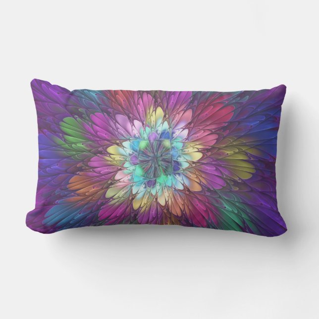 Coussin D'extérieur Fleur psychédélique colorée Art fractal Abstrait (Recto)