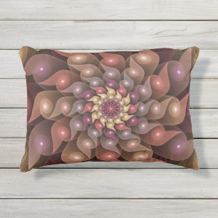 Coussin D'extérieur Fleur surréaliste brillante Art fractal abstrait m