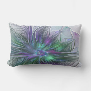 Coussin D'extérieur Fleur vert violet Art Abstrait moderne Fractal