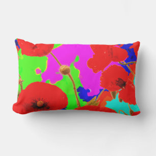 Coussin D'extérieur Fleurs de pavot rouge Colorful Floral Art moderne 