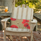 Coussin D'extérieur Fleurs de pavot rouge or pailleté doré rustique (Chaise)