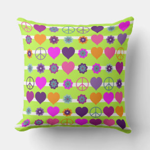 Coussin D'extérieur Flower Power Hearts Paix Blooms Motif