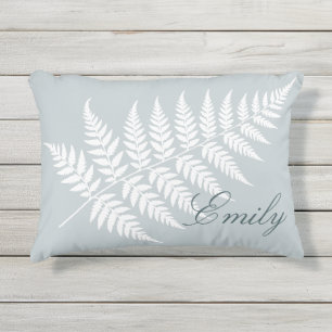 Coussin D'extérieur Fougère blanche bleu glacé Élégant pour elle ou lu