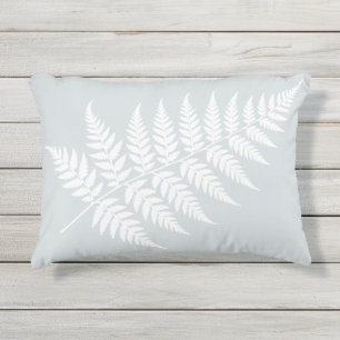 Coussin D'extérieur Fougère blanche bleue poussiéreuse inspirée des bo