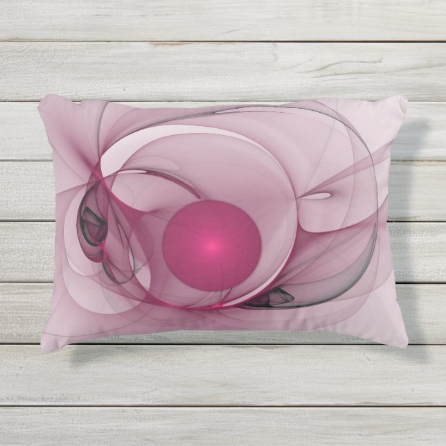 Coussin D'extérieur Fractal, moderne Berry Abstrait Art rose (Devant)