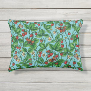Coussin D'extérieur Fraises sauvages sur bleu piscine