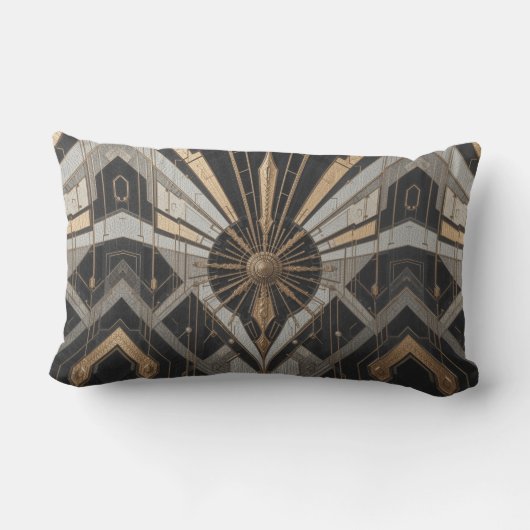 Coussin D'extérieur Géométrie dorée et verte extérieure (Verso)