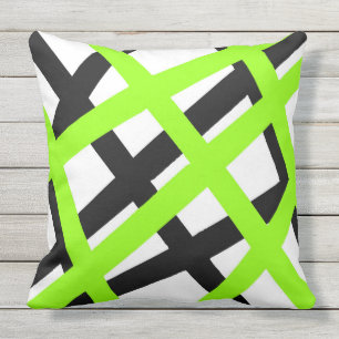 Coussin D'extérieur Géométrique à bande noire de chaux