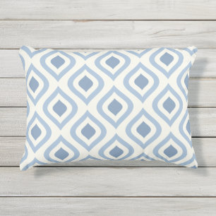 Coussin D'extérieur géométrique Abstraite, bleu et blanc cassé