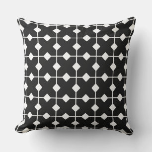 Coussin D'extérieur Géométrique moderne, Diamants - Noir et blanc