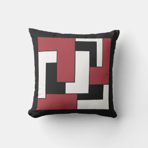 Coussin D'extérieur Géométrique rouge noir noir blanc Graphique Abstra