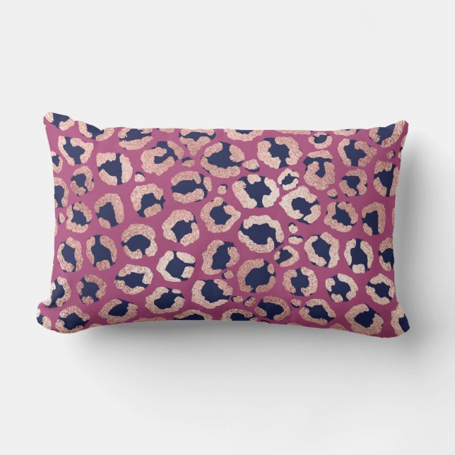 Coussin D'extérieur Girly moderne Rose Gold Marine violet Empreinte de (Recto)