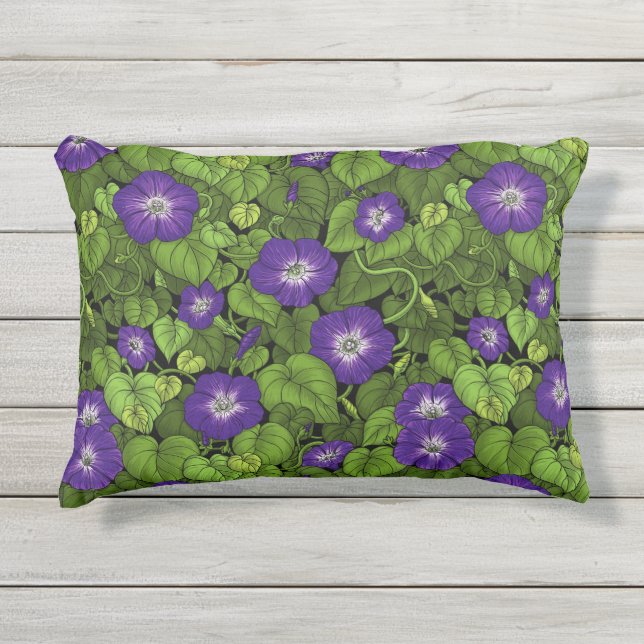 Coussin D'extérieur Gloire du matin en violet et vert (Devant)
