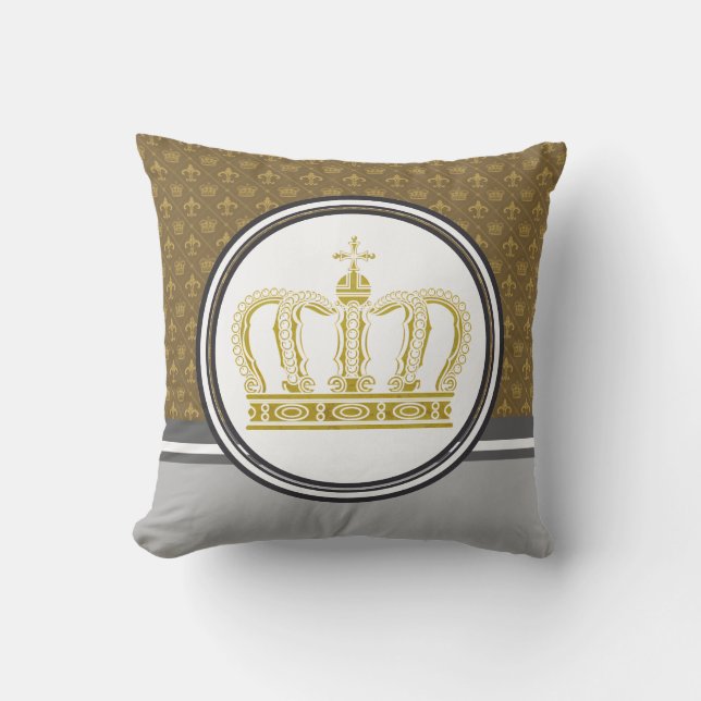 Coussin D'extérieur Golden Royal Crown I + votre backgr. & idées (Recto)